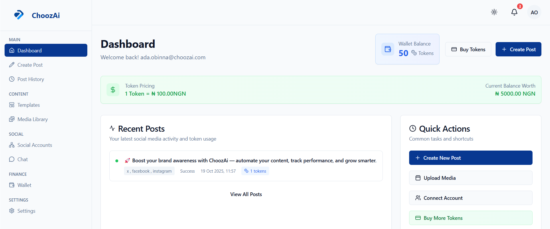ChoozAi Dashboard Preview